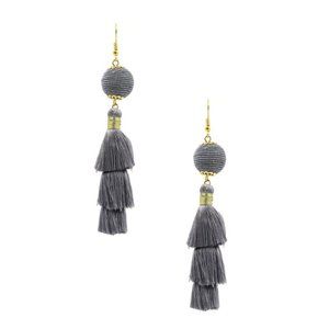 Corded ball cotton tassel drop earrings